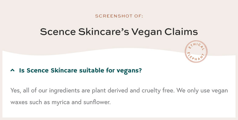 Scence Vegan Claims